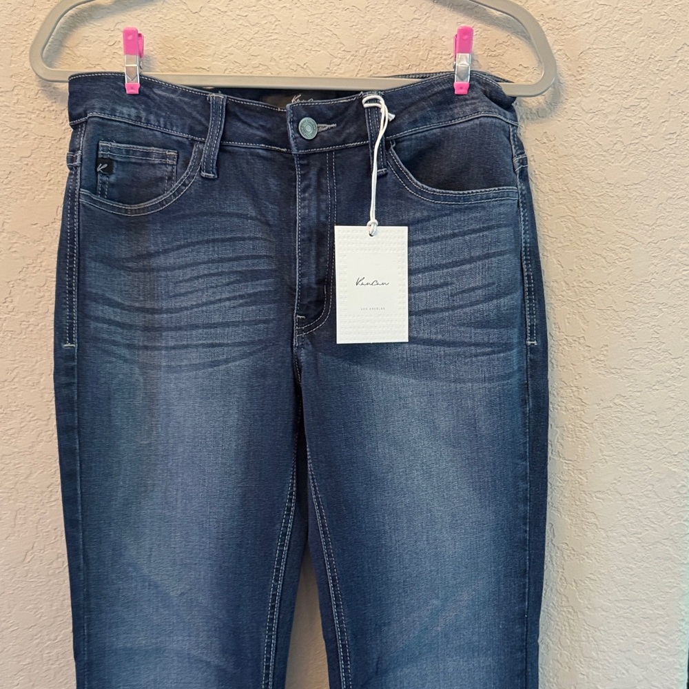 Dark Wash Women's Flare Jeans - Blue - Picture 2 of 6